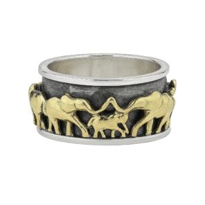 Two Tone Fidget Spinner Meditation 925 Sterling Silver Ring (REXT111-5)