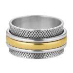 Two Tone Fidget Spinner Meditation 925 Sterling Silver Ring (REXT111-4)