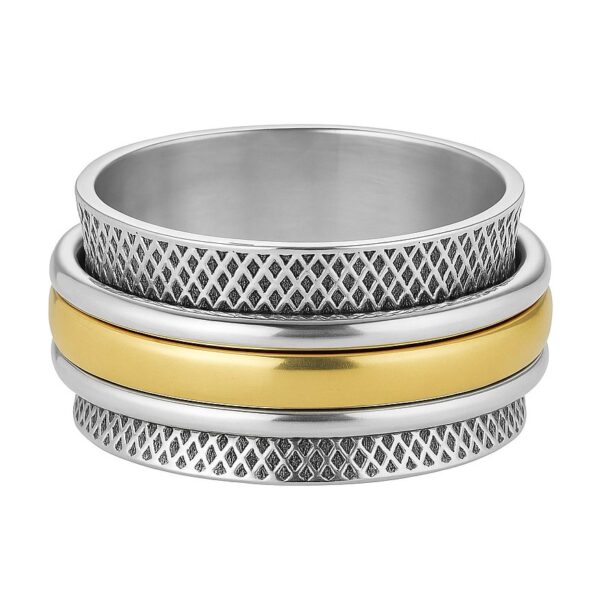 Two Tone Fidget Spinner Meditation 925 Sterling Silver Ring (REXT111-4)