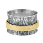 Two Tone Fidget Spinner Meditation 925 Sterling Silver Ring (REXT111-6)