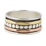 Two Tone Fidget Spinner Meditation 925 Sterling Silver Ring (REXT111-1)