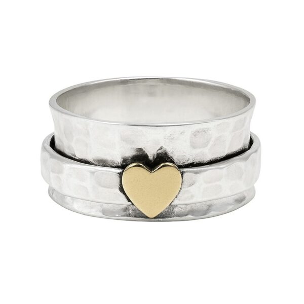 Two Tone Fidget Spinner Meditation 925 Sterling Silver Ring (REXT111-9)