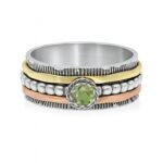 Peridot Three Tone Spinner Meditation Ring (REXT112-10)