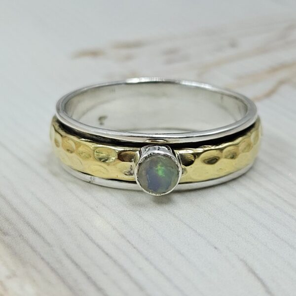 Ethiopian Opal Two Tone Spinner Meditation Ring (REXT112-5) - Image 2