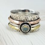 Ethiopian Opal Three Tone Spinner Meditation 925 Silver Ring (REXT112-40)