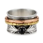Black Onyx Three Tone Spinner Meditation Ring (REXT112-13)