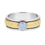 Rainbow Moonstone Two Tone Spinner Meditation Ring (REXT112-3)
