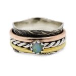 Ethiopian Opal Three Tone Spinner Meditation 925 Silver Ring (REXT112-31)