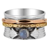 Rainbow Moonstone Three Tone Spinner Meditation Ring (REXT112-15)