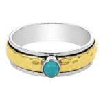 Kingman Turquoise Two Tone Spinner Meditation Ring (REXT112-1)