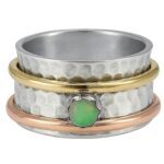 Ethiopian Opal Two Tone Spinner Meditation 925 Silver Ring (REXT112-41)