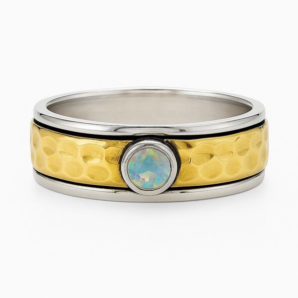 Ethiopian Opal Two Tone Spinner Meditation Ring (REXT112-5)