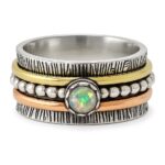 Ethiopian Opal Three Tone Spinner Meditation Ring (REXT112-6)