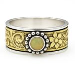 Ethiopian Opal Two Tone Spinner Meditation 925 Silver Ring (REXT112-21)