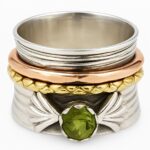Peridot Three Tone Spinner Meditation Ring (REXT112-11)