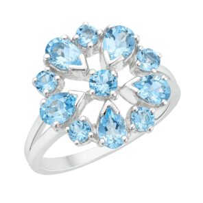 Blue Topaz 925 Sterling Silver Ring (REXT6-89)