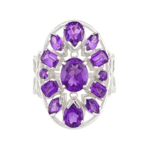 Amethyst 925 Sterling Silver Ring (REXT6-82)