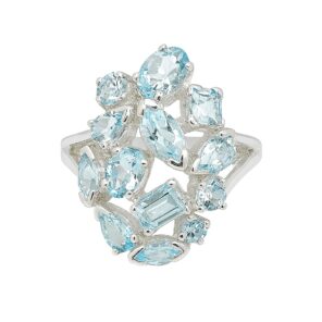 Blue Topaz 925 Sterling Silver Ring (REXT6-81)