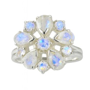Rainbow Moonstone 925 Sterling Silver Ring (REXT6-90)