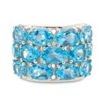 Blue Topaz 925 Sterling Silver Ring (REXT6-102)