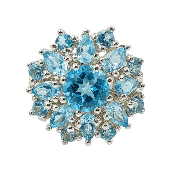 Blue Topaz 925 Sterling Silver Ring (REXT6-93)