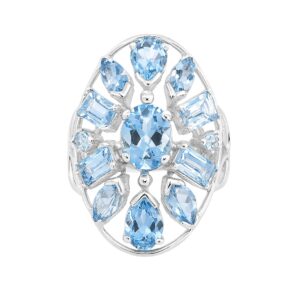 Blue Topaz 925 Sterling Silver Ring (REXT6-84)
