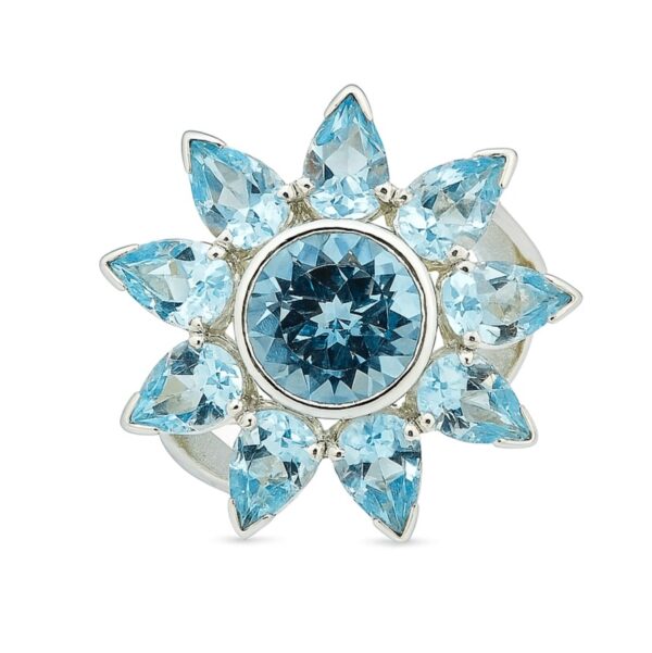 Blue Topaz 925 Sterling Silver Ring (REXT6-106)