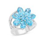 Blue Topaz 925 Sterling Silver Ring (REXT6-120)