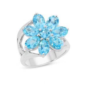 Blue Topaz 925 Sterling Silver Ring (REXT6-120)