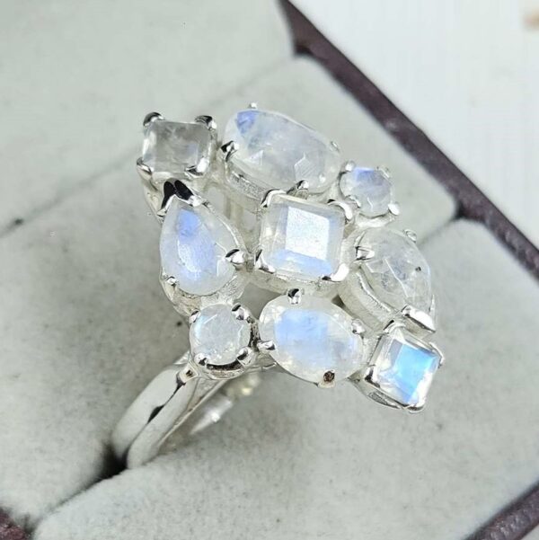 Rainbow Moonstone 925 Sterling Silver Ring (REXT6-116) - Image 3