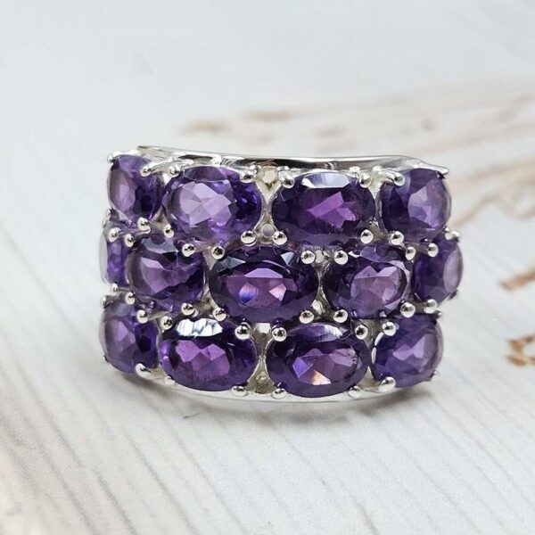 Amethyst 925 Sterling Silver Ring (REXT6-104) - Image 3