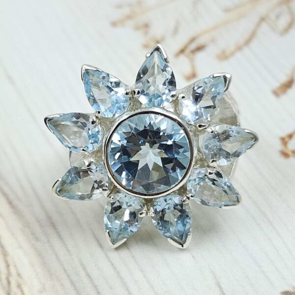 Blue Topaz 925 Sterling Silver Ring (REXT6-106) - Image 3