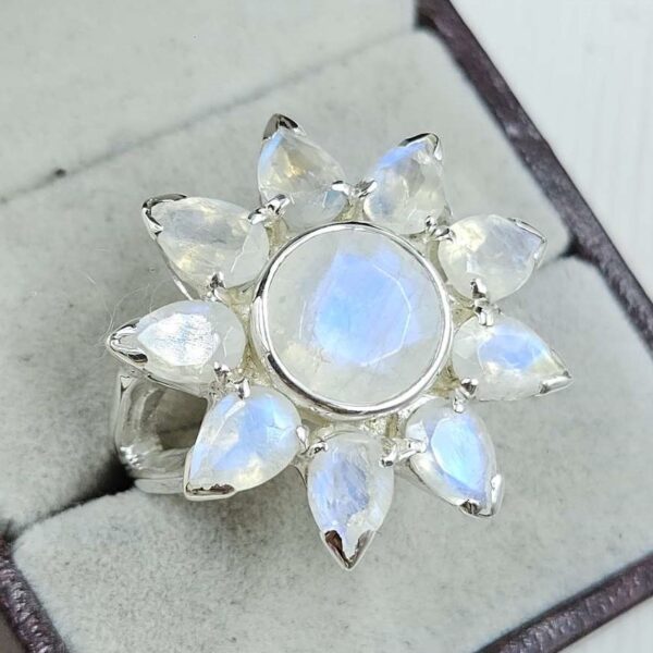 Rainbow Moonstone 925 Sterling Silver Ring (REXT6-107) - Image 2
