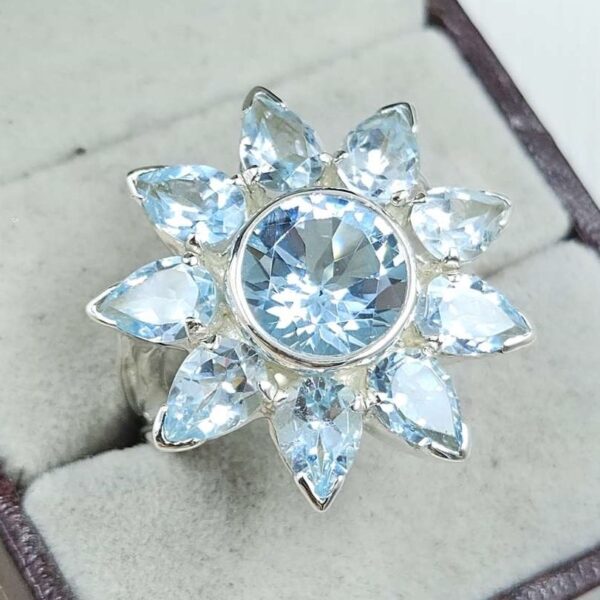 Blue Topaz 925 Sterling Silver Ring (REXT6-106) - Image 2