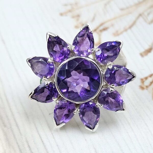 Amethyst 925 Sterling Silver Ring (REXT6-109) - Image 2