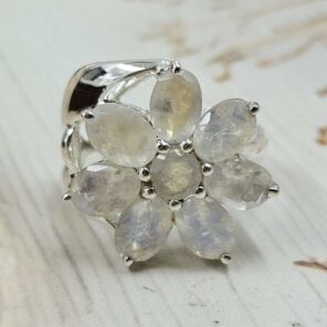 Rainbow Moonstone 925 Sterling Silver Ring (REXT6-121)