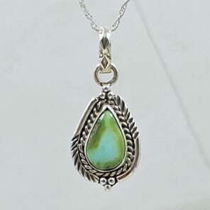 Sonoran Gold Turquoise 1" 925 Sterling Silver Pendant (REXT45-124)