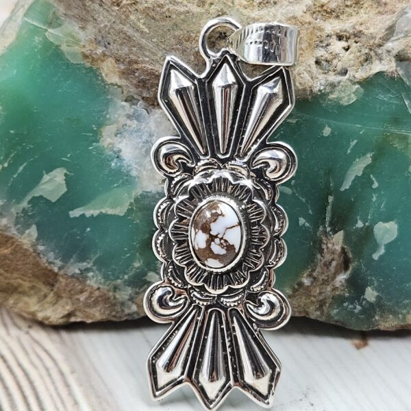 Southwest Wild Horse Jasper 1.5" 925 Sterling Silver Pendant (REXT10-27)