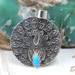 Southwest Kingman Turquoise 1.25" 925 Sterling Silver Pendant (REXT10-31)