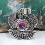 Eagle Pink Dahia Turquoise 1" 925 Sterling Silver Pendant (REXT10-25)