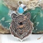 Lion Kingman Turquoise 1.5" 925 Sterling Silver Pendant (REXT10-35)