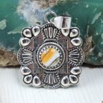 Southwest Spiny Oyster Turquoise 1.25" 925 Sterling Silver Pendant (REXT10-17)