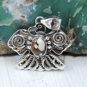 Eagle Wild Horse Jasper 1.25" 925 Sterling Silver Pendant (REXT10-13)