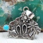 Kingman Turquoise 1.25" 925 Sterling Silver vacation Pendant (RS61-486)