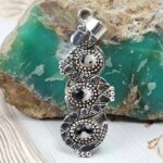 White Buffalo Turquoise 2" 925 Sterling Silver Snake Pendant (RS61-497)
