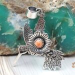 Spiny Oyster Shell 1.5" 925 Sterling Silver Humming Bird Pendant (RSB2-167)