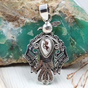 Wild Horse Jasper 1.75" 925 Sterling Silver Eagle Pendant (RSB2-169)