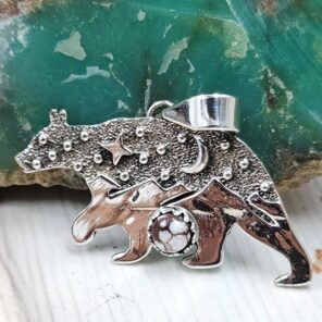 Wild Horse Jasper 0.75" 925 Sterling Silver Bear Pendant (RSB2-186)