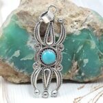Kingman Turquoise 2" 925 Sterling Silver Southwest Pendant (RSB2-187)