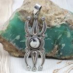 White Buffalo Turquoise 2" 925 Sterling Silver Southwest Pendant (RSB2-190)